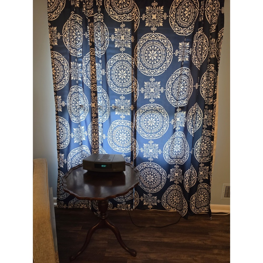 Half Moon 54 X 84 Curtains Navy Blue Karmen Medallion